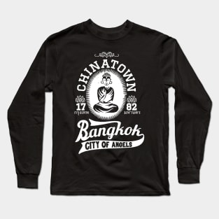 Vintage Bangkok Buddha Logo - Retro Thai Shirt Design Long Sleeve T-Shirt